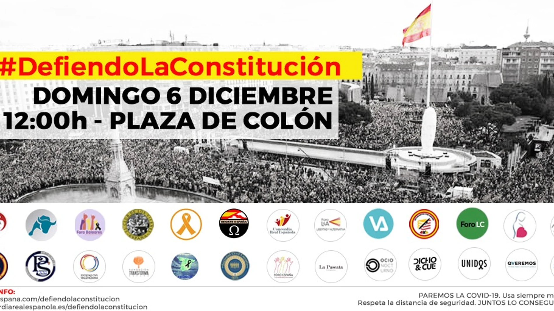 Cartel con la convocatoria del homenaje a la Constitución el domingo en Madrid
