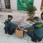 Tabletas de hachís incautada por la Guardia Civil