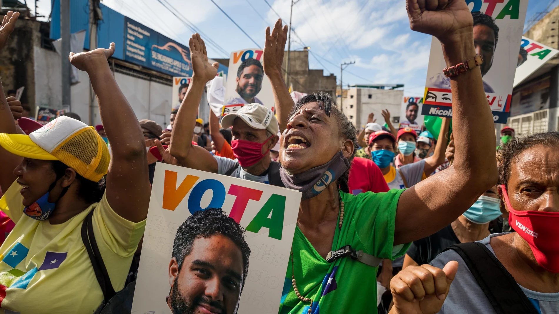 Simpatizantes del hijo de Nicolás Maduro durante un acto en La Guaira, Venezuela