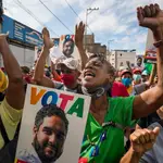 Simpatizantes del hijo de Nicolás Maduro durante un acto en La Guaira, Venezuela