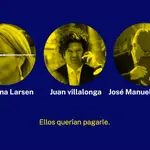 Corinna Larsen, Juan Villalongo y José Manuel Villarejo en una grabación