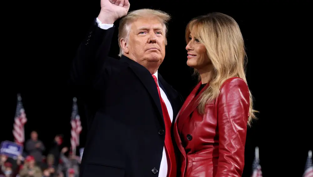La pareja presidencial, Donald Trump y Melania Trump en Valdosta, Georgia