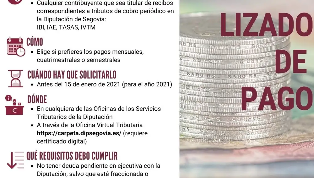 Plan personalizado del pago de la Diputación de Segovia