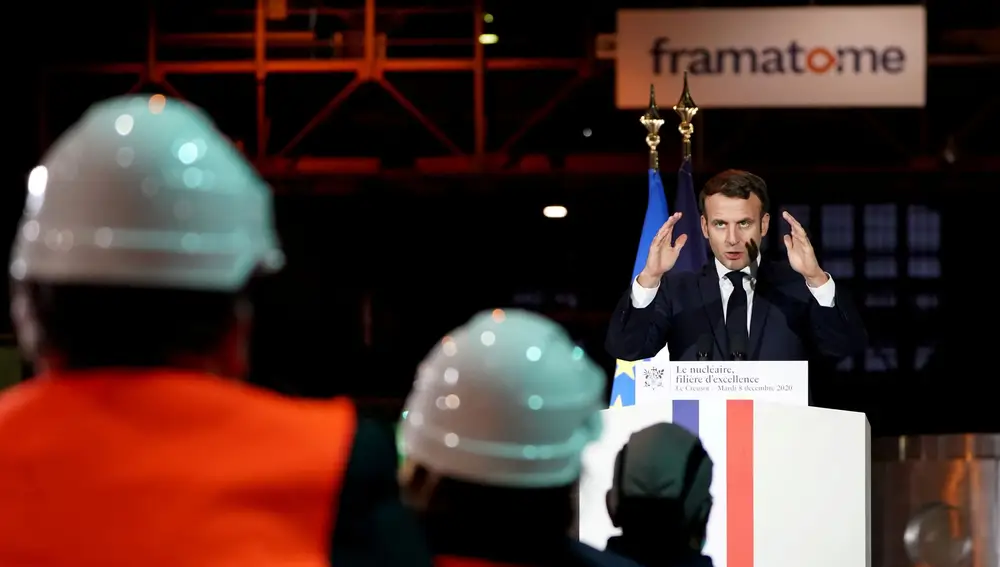 Macron pronuncia un discruso en la sede de Framatome