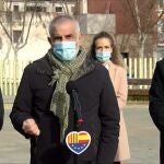 El líder de Cs en Catalunya, Carlos Carrizosa, en declaraciones a los medios desde Sabadell (Barcelona).