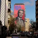 El cartel electoral de Laporta en el centro de Madrid, cerca del Bernabéu