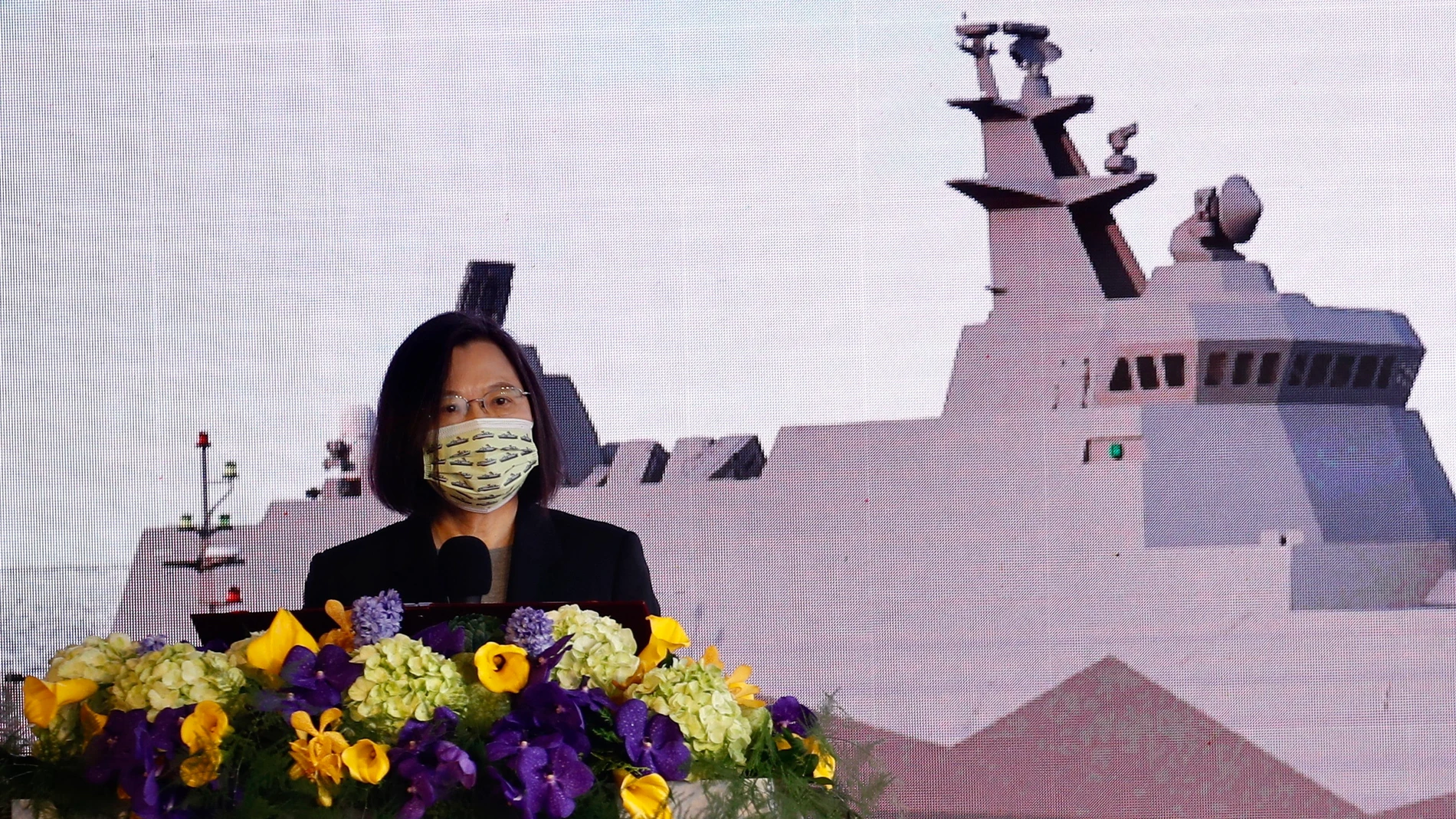 La presidenta de Taiwán Tsai Ing-wen durante la presentación