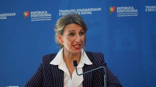 La ministra de Trabajo y Economía Social, Yolanda Díaz, en una comparecencia pública