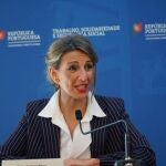 La ministra de Trabajo y Economía Social, Yolanda Díaz, en una comparecencia pública