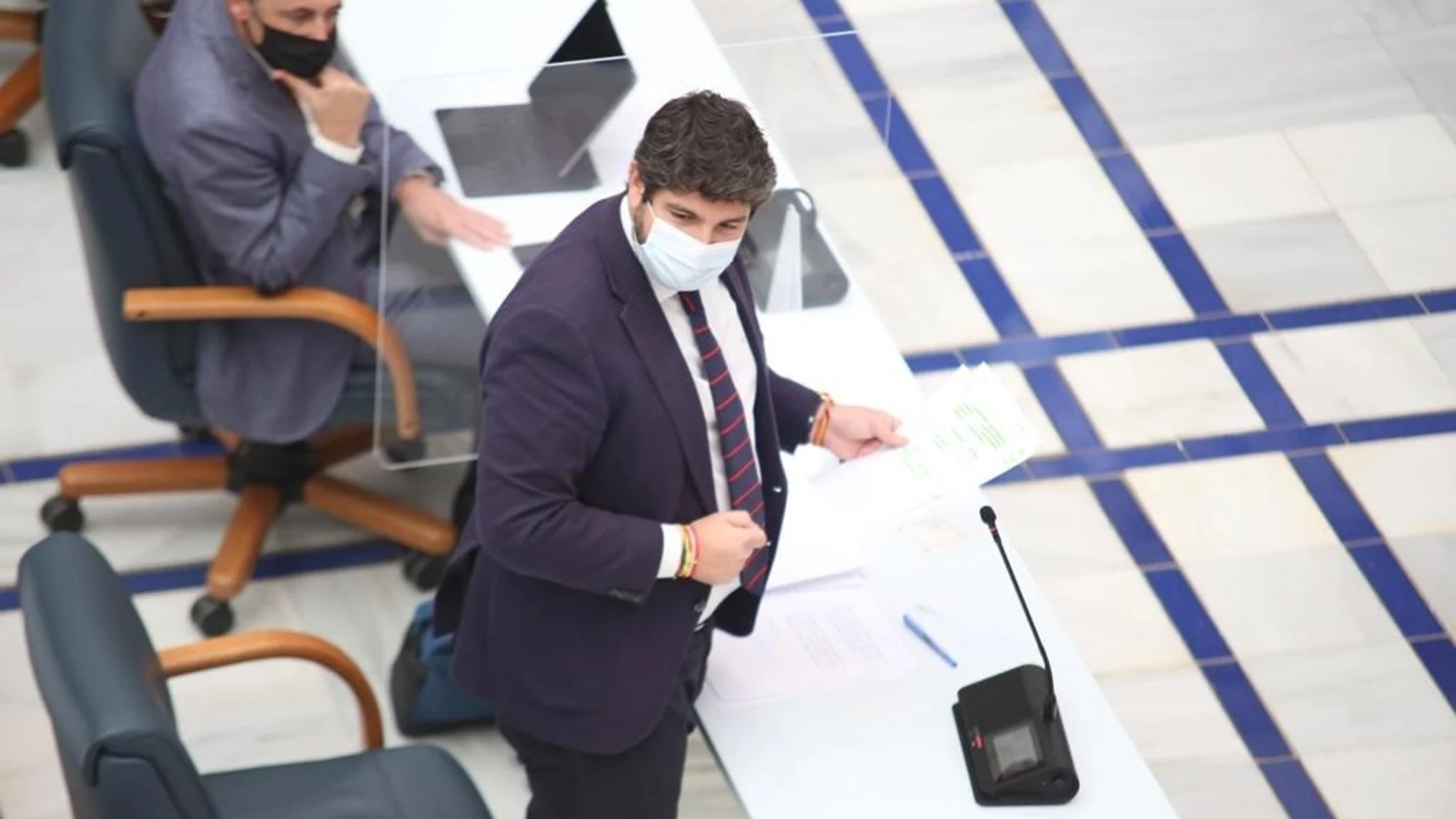 López Miras, durante su intervención en la Asamblea Regional