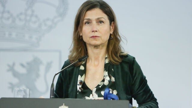 La directora de la Agencia Española de Medicamentos y Productos Sanitarios, María Jesús Lamas, durante la rueda de prensa de hoy en Moncloa