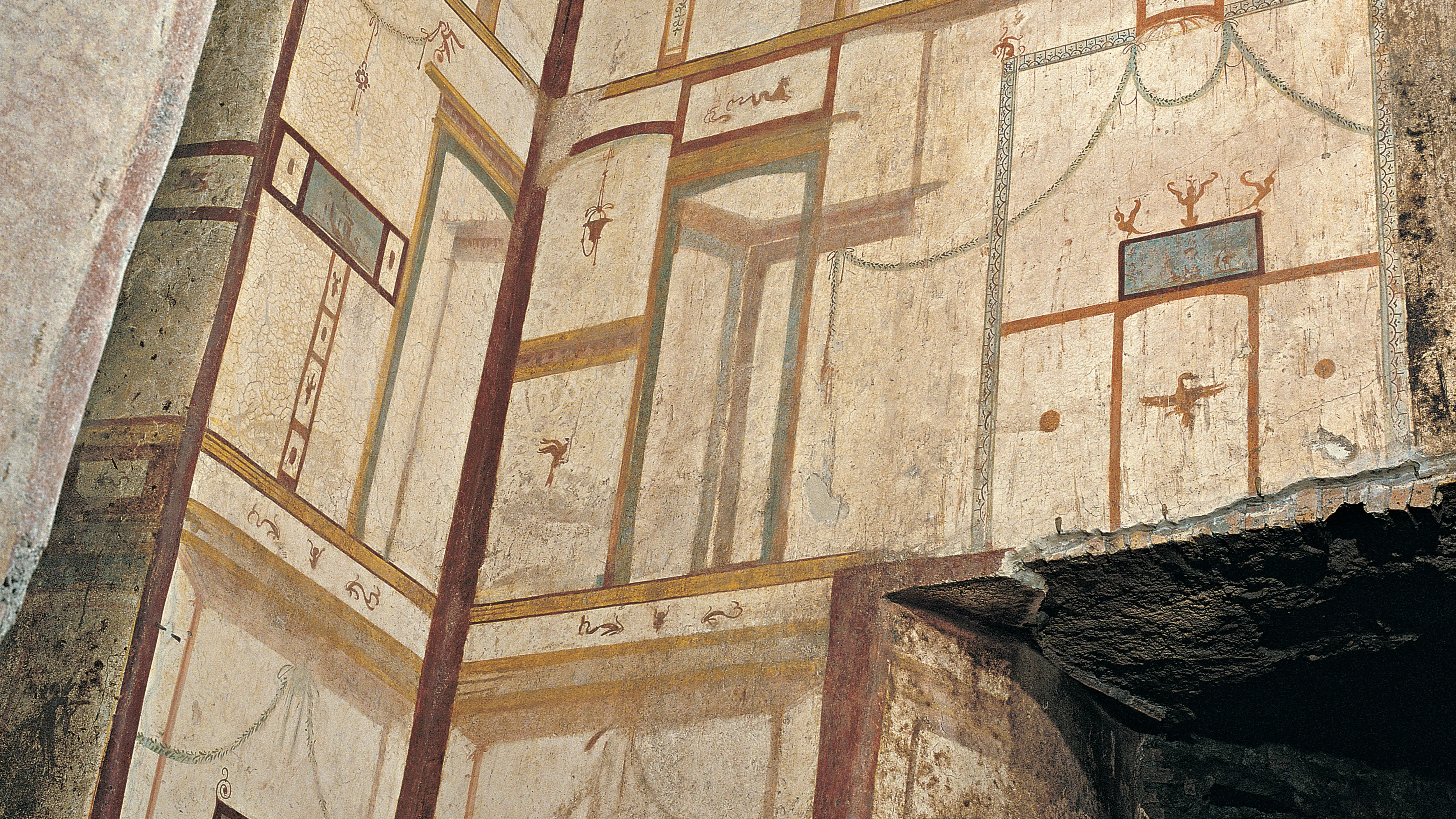 Detalles de uno de los muros de la Domus Aurea