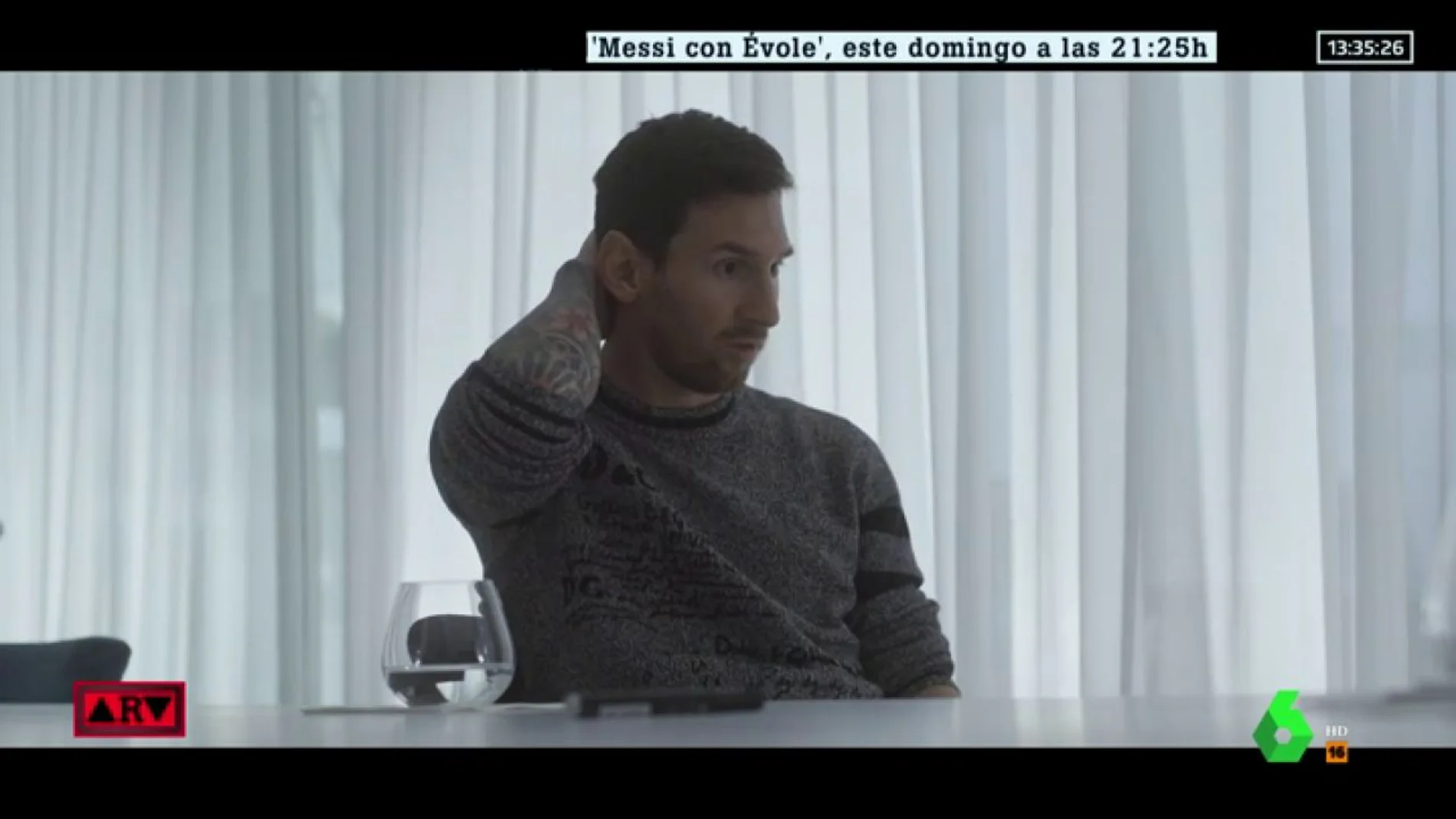 Leo Messi, durante la entrevista con Évole
