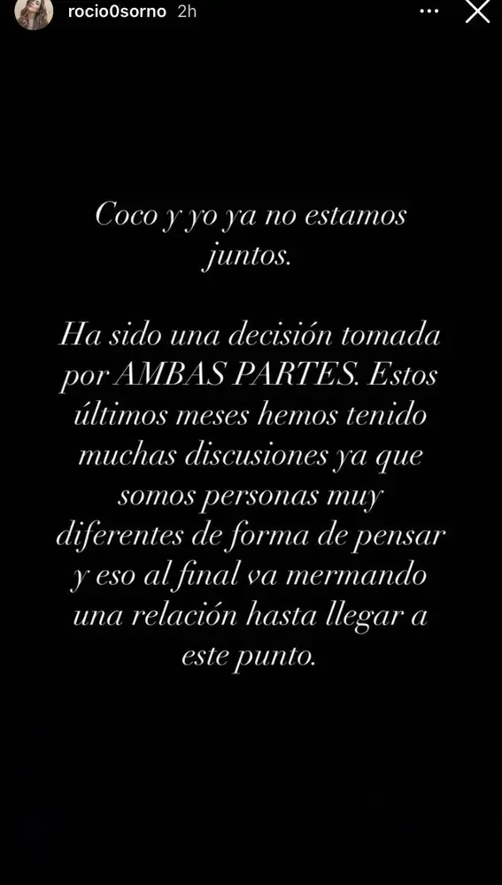 Rocío Osorno anuncia su separación.