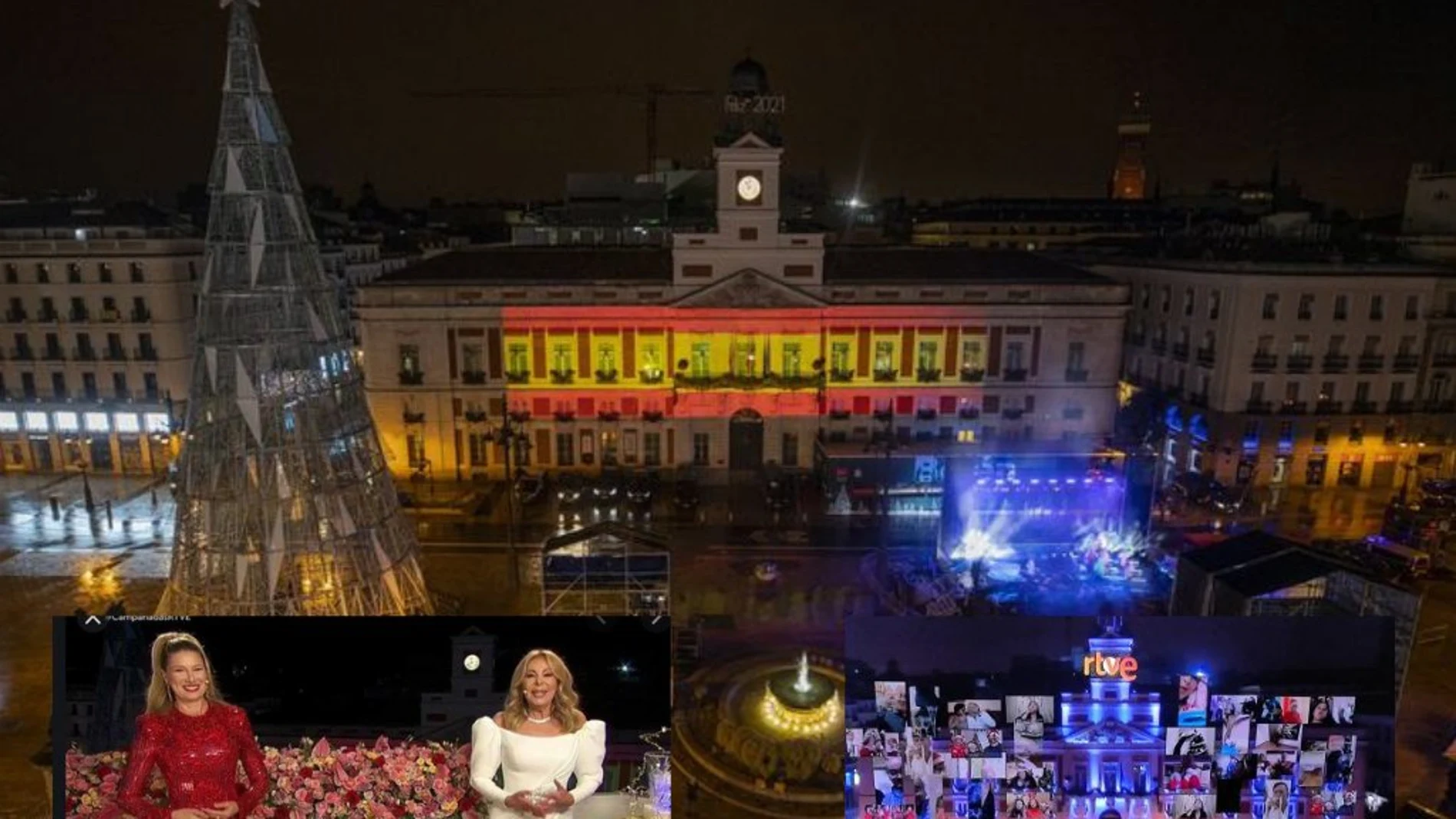 Imágenes de la Puerta del Sol esta Nochevieja y de la retransmisión de RTVE