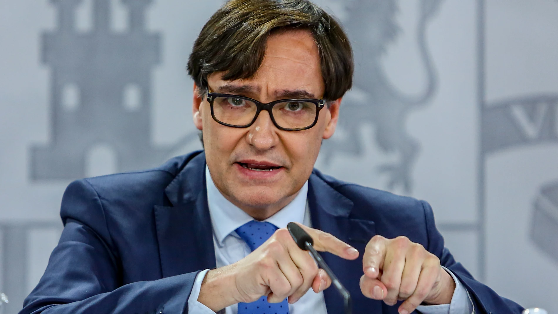 El ministro de Sanidad, Salvador Illa, durante la rueda de prensa tras la reunión del Consejo Interterritorial del Sistema Nacional de Salud