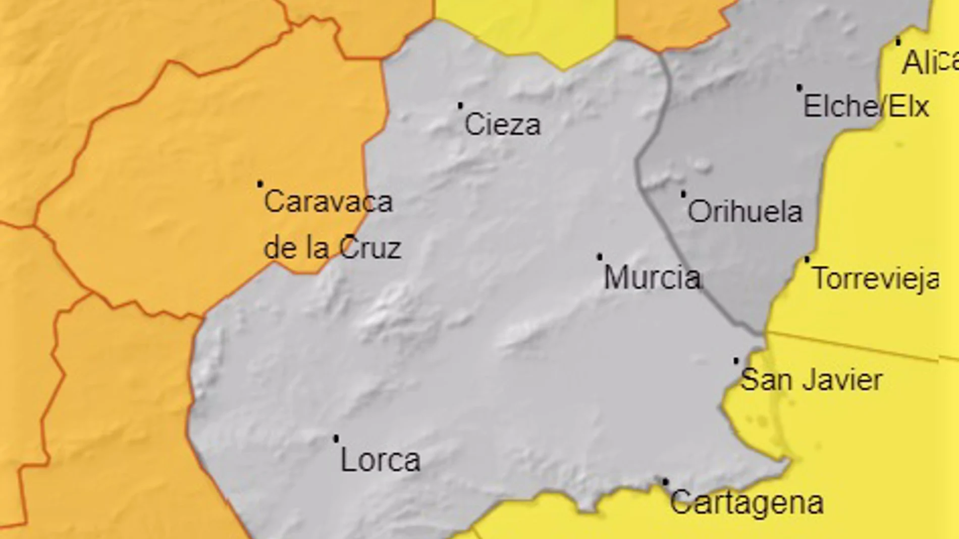 Avisos previstos para este jueves en la Región de Murcia por la Aemet