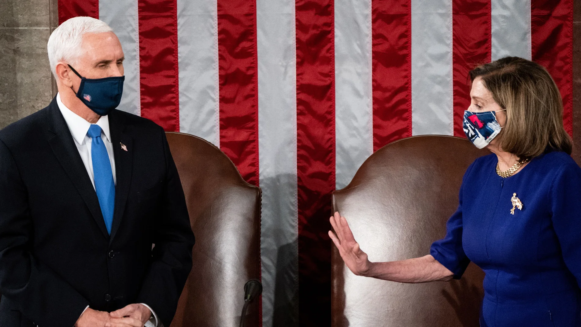 Nancy Pelosi y el vicepresidente Mike Pence en el Congreso el pasado miércoles