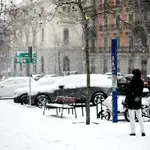 Segundo día de nieve en la capital tras el paso de la borrasca Filomena, en Madrid