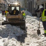 Consecuencias del temporal de nieve provocado por la borrasca Filomena en el centro de Madrid