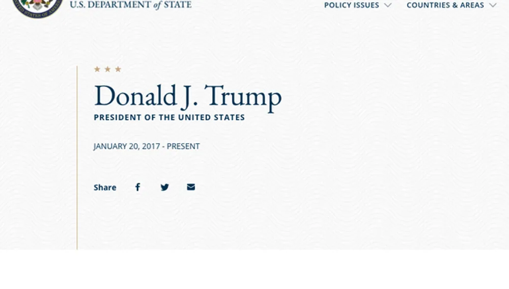 Captura de la web del Departamento de Estado