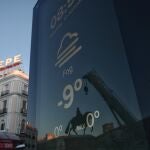 Un termómetro marca -9 grados en la Puerta del Sol, en Madrid