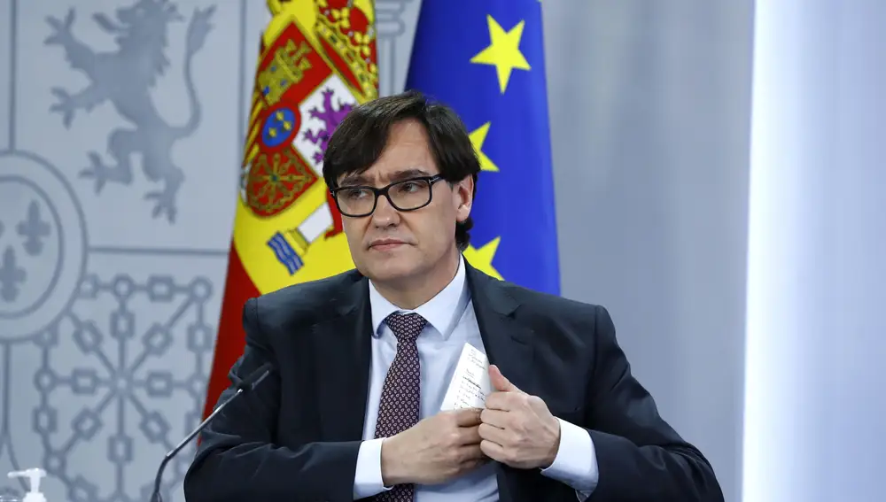 El ex ministro de Sanidad, Salvador Illa, tras su intervención en la rueda de prensa posterior a la reunión semanal del Consejo de ministros