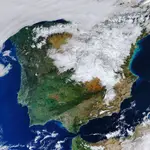 Imagen de satélite, Copernicus Sentinel-3, ESA, de la Península Ibérica tras el paso de &#39;Filomena&#39;ESA13/01/2021