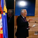 El primer ministro de Portugal, Antonio Costa, durante una conferencia de prensa para anunciar un nuevo confinamiento para el país, ayer en el Palacio de Ajuda en Lisboa, Portugal