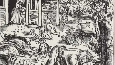 Grabado de Lucas Carnach "El viejo" realizado en 1512 que muestra cómo se creía que actuaba un hombre-lobo