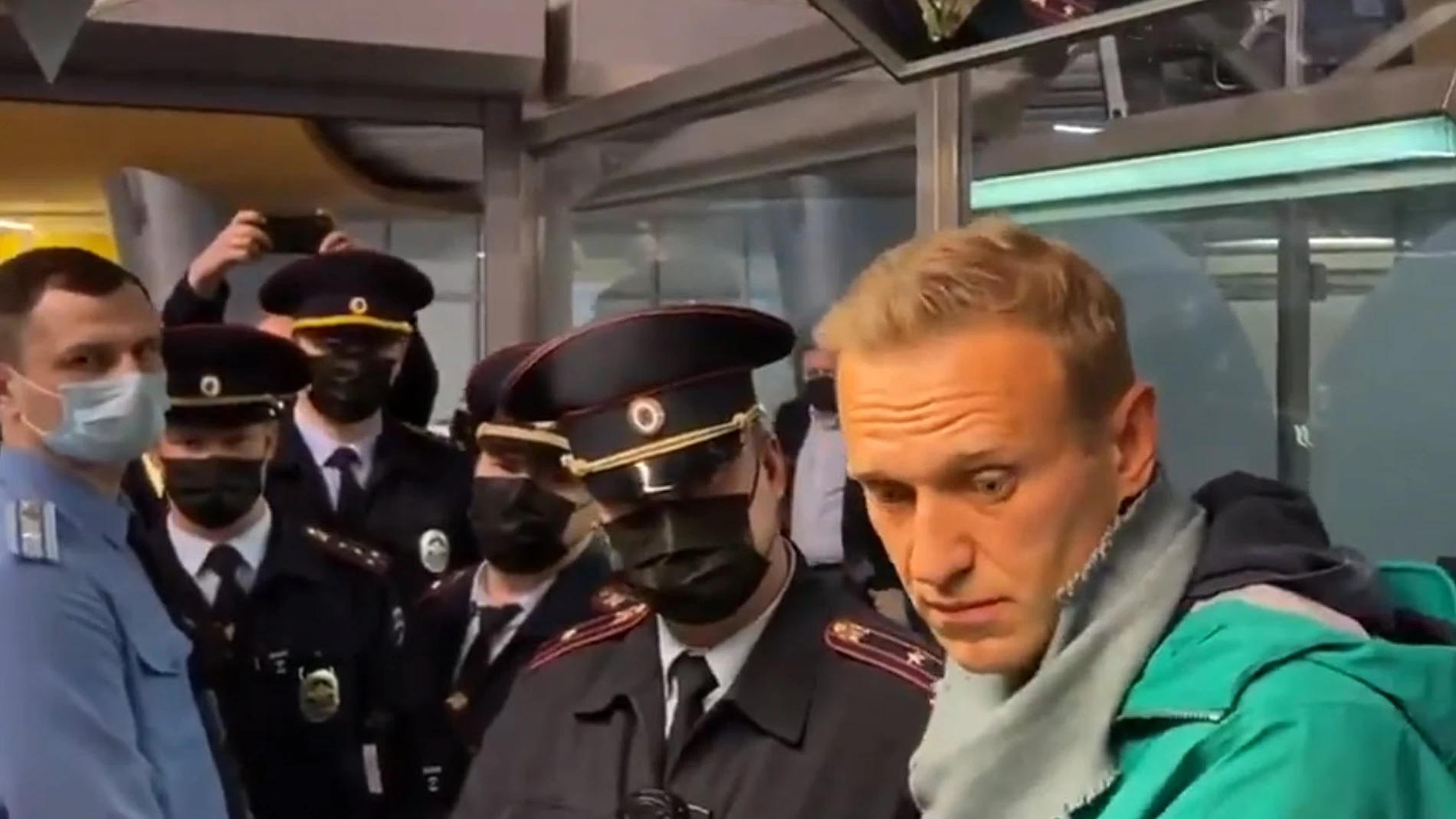 Detención del activista político ruso Alexei Navalni en el aeropuerto de MoscúSIMPATIZANTES DE NAVALNI17/01/2021