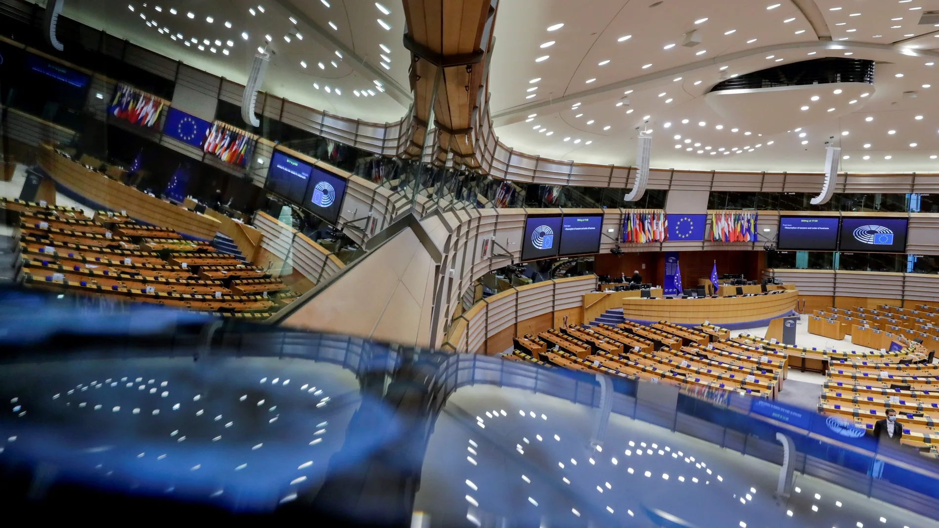 El hemiciclo del Parlamento Europeo antes de un pleno