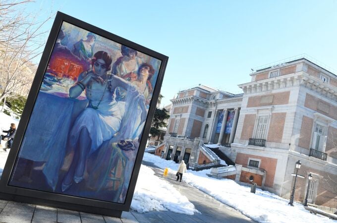 El museo del Prado, en Madrid, tras la nevada de 2021