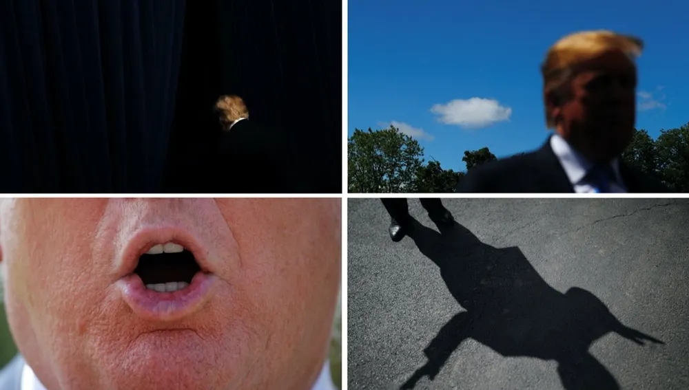 Cutro imágenes del presidente Donald Trump que pasa sus últimas horas en la Casa Blanca después de un mandato lleno de sobresaltos