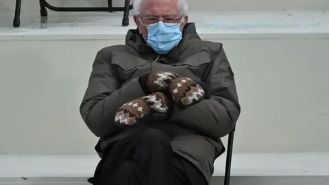El senador demócrata Bernie Sanders durante la toma de posesión de Joe Biden como presidente