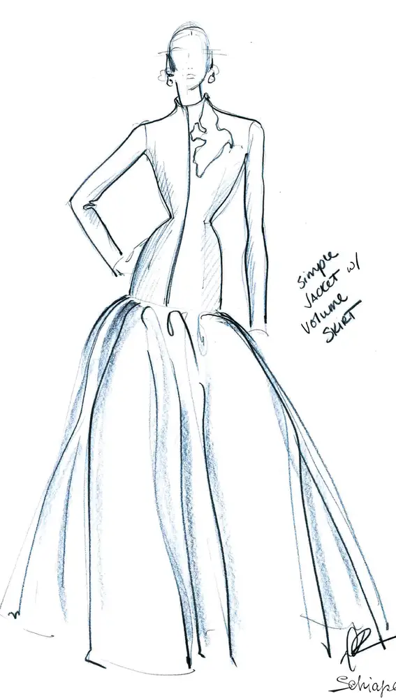 Silueta del vestido de Lady Gag de Schiaparelli Haute Couture.