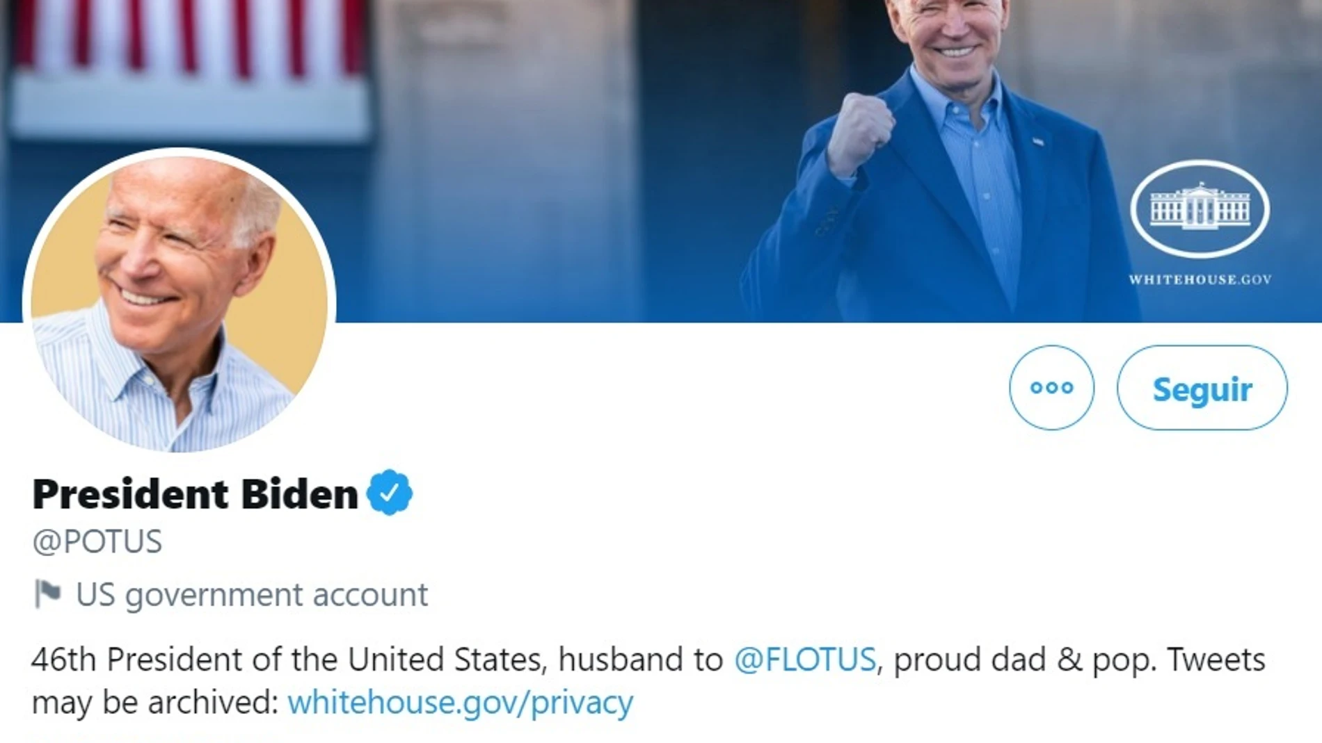 Twitter traspasa las cuentas @POTUS y @WhiteHouse al nuevo presidente de Estados Unidos con 0 seguidores