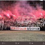 Un momento del acto de despedida de los acusados