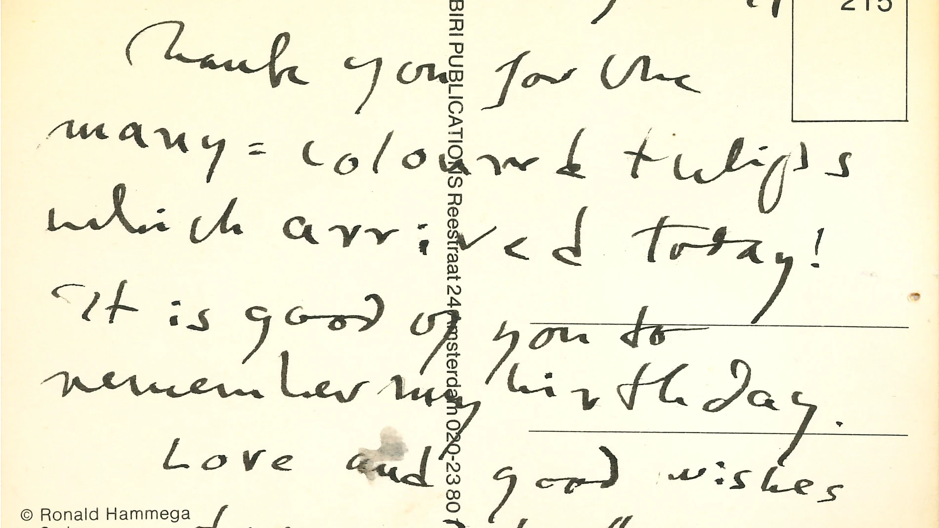 Postal manuscrita de Patricia Highsmith a Lali Gubern y Jorge Herralde
