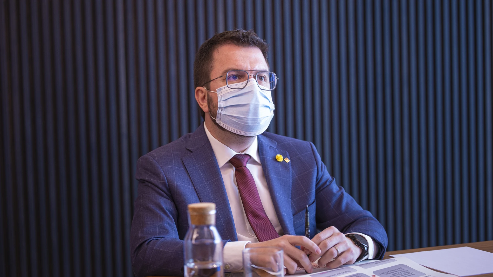 El vicepresidente de la Generalitat, Pere Aragonès, durante la reunión del Consell del Diàleg Social de Catalunya. GENERALITAT