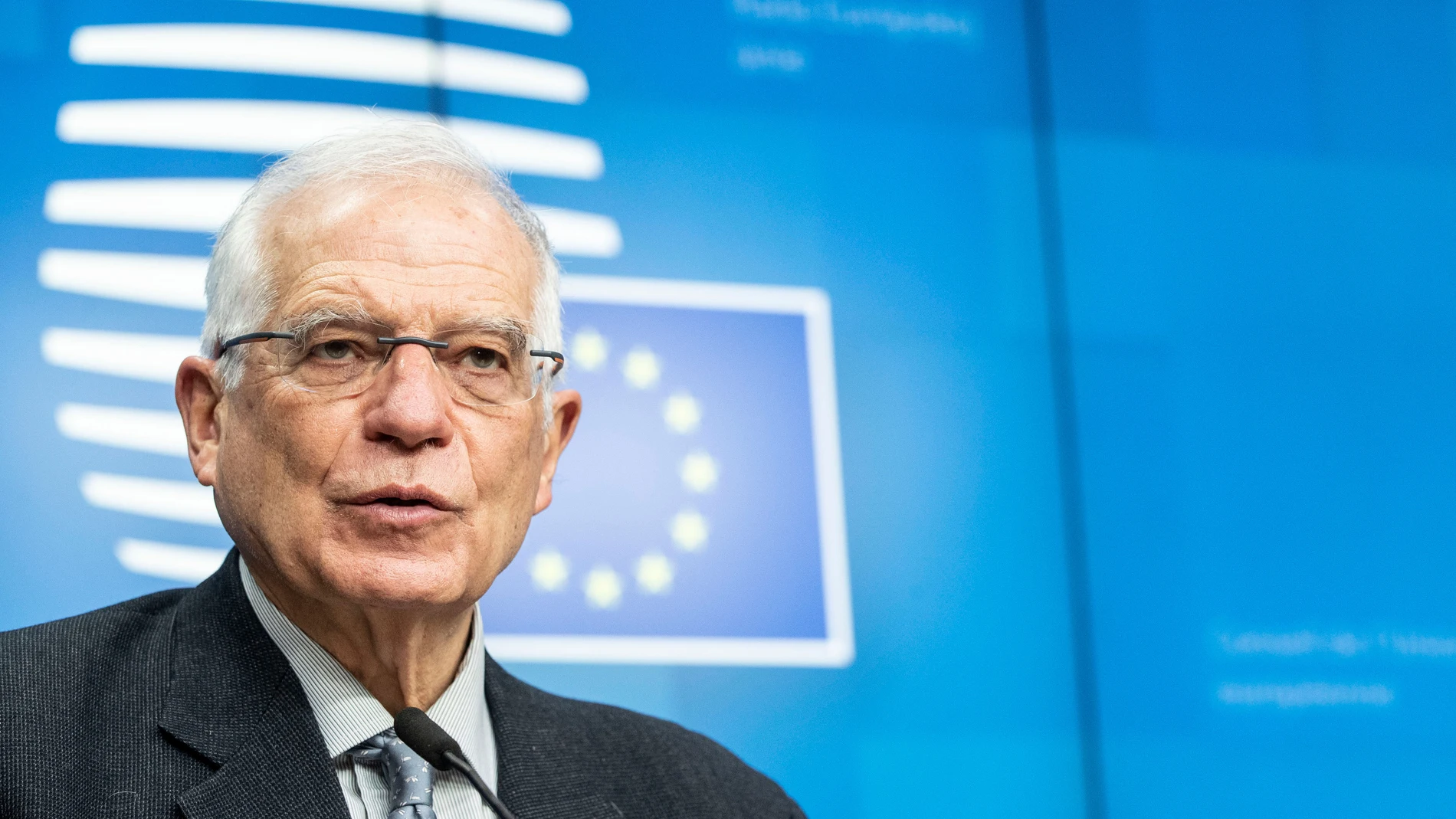 HANDOUT - 25 January 2021, Belgium, Brussels: European Union High Representative for Foreign Affairs and Security Policy Josep Borrell speaks during a press conference following an EU Foreign Ministers meeting at the EU headquarters. Photo: Zucchi-Enzo/EU Council/dpa - ATTENTION: editorial use only in connection with the latest coverage about (the transmission/the film/the auction/the exhibition/the book) and only if the credit mentioned above is referenced in full25/01/2021 ONLY FOR USE IN SPAIN