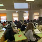 Imagen de un aula de la Universidad Rey Juan Carlos de Madrid durante la realización de un examen en enero de 2021.