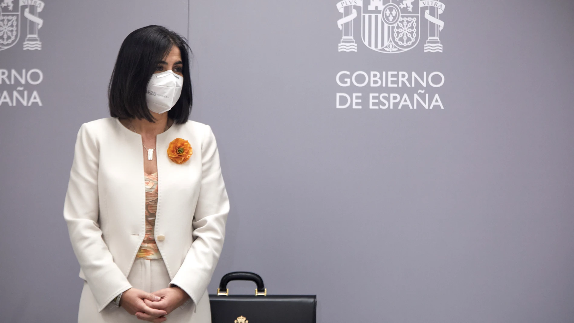 La ministra de Sanidad, Carolina Darias, durante el acto de traspaso de la cartera de su Ministerio