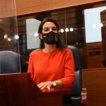 La portavoz de Vox en la Asamblea de Madrid, Rocío Monasterio, durante una sesión plenaria en la Asamblea de Madrid