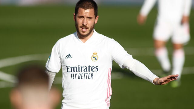 Eden Hazard of Real Madrid gestures during the spanish league, La Liga Santander, football match played between Real Madrid and Levante UD at Ciudad Deportiva Real Madrid on january 30, 2021, in Valdebebas, Madrid, Spain.AFP7 30/01/2021 ONLY FOR USE IN SPAIN