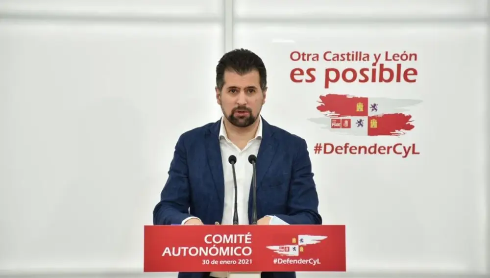 El secretario general del PSOE de Castilla y León, Luis Tudanca, durante su intervención en el Comité Autonómico.PSOECYL21/01/2021