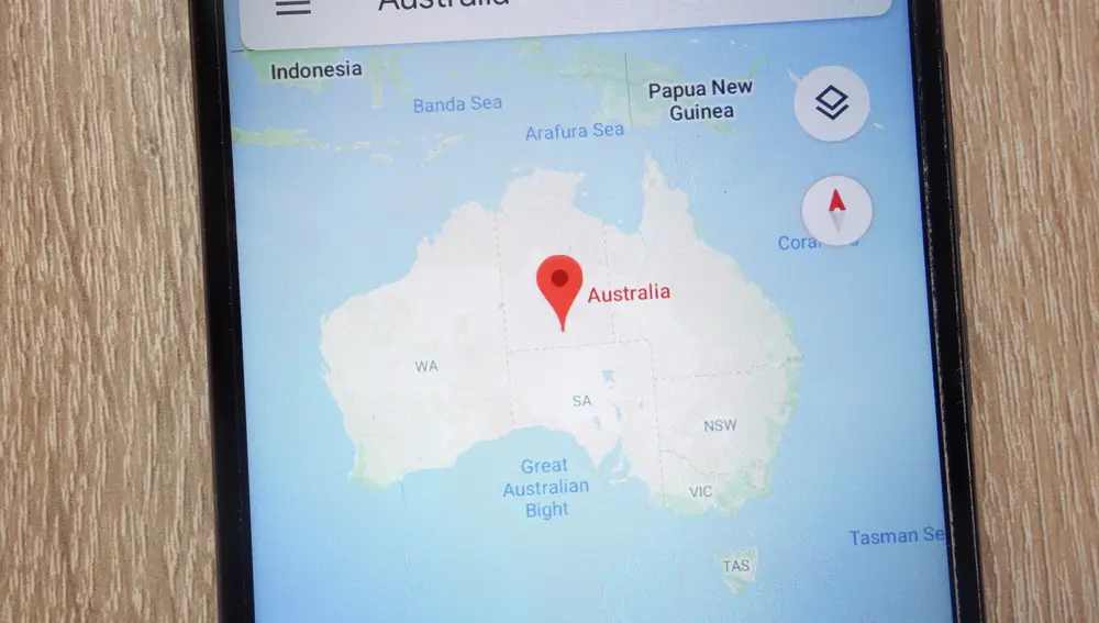 Australia location on Google Maps displayed on a modern smartphone