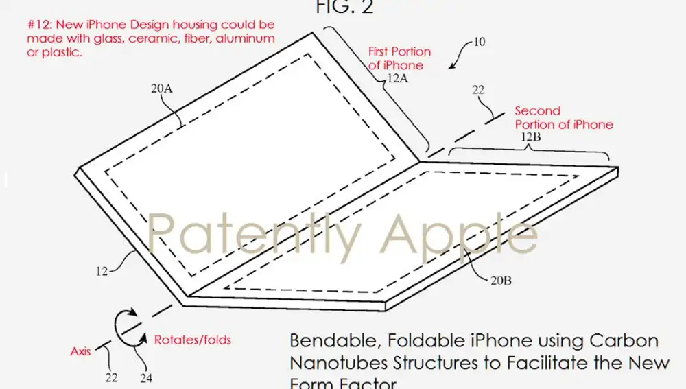 Patente de Apple sobre su primer teléfono plegable