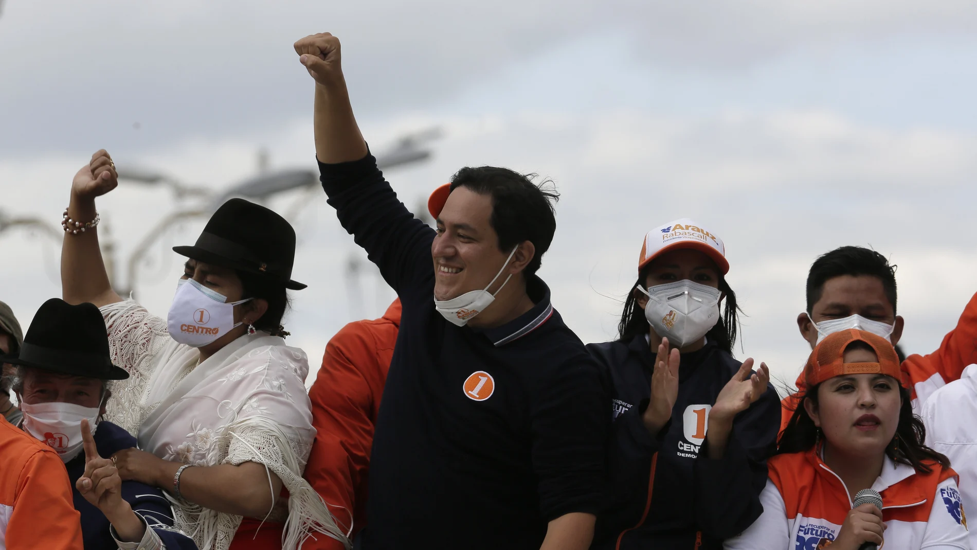 El candidato de Unión por la Esperanza y delfín de Correa, Andres Arauz, en un acto electoral el pasado domingo en Ecuador