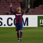 Messi celebra su gol de falta al Athletic